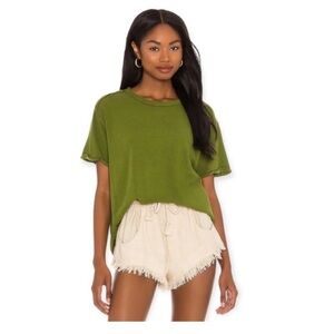 Free People We The Free Boyfriend Treeline Green Raw Hem Tee